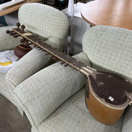Sitar with strings and bridge