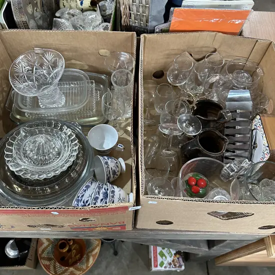 2 box glassware etc