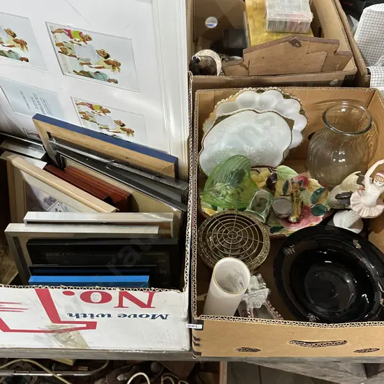 2 boxes frames, collectables