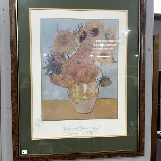 Walnut frame "Sunflowers" by Vincent van Gogh