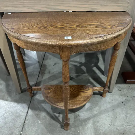 Oak half round hall table