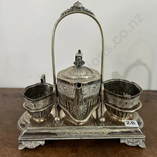 Sterling silver tea service with caddy