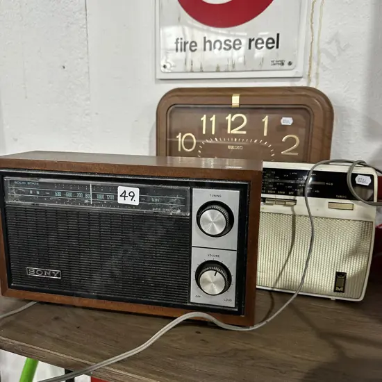 2 radios and clock