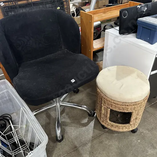 Chair and wicker stool