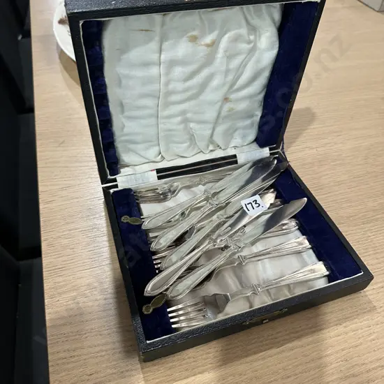 Sterling cased fish knives and forks