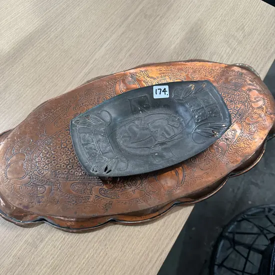 Art Nouveau Pewter and copper trays