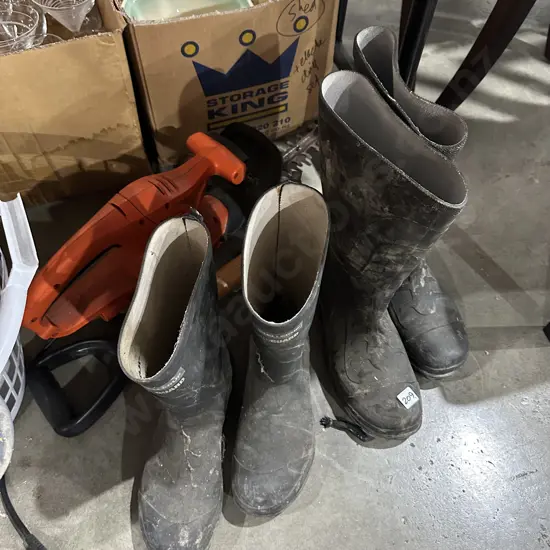 Gumboots, trimmer etc