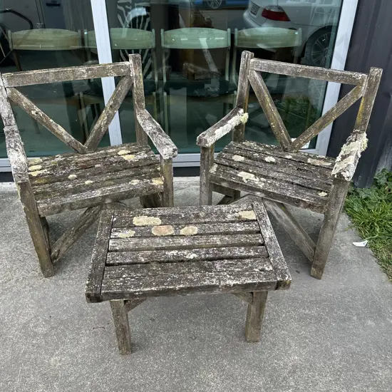 Rustic wooden garden set