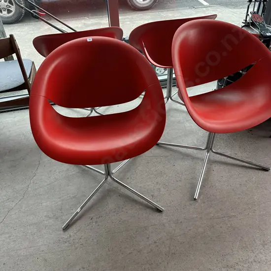 4 x Red & chrome chairs