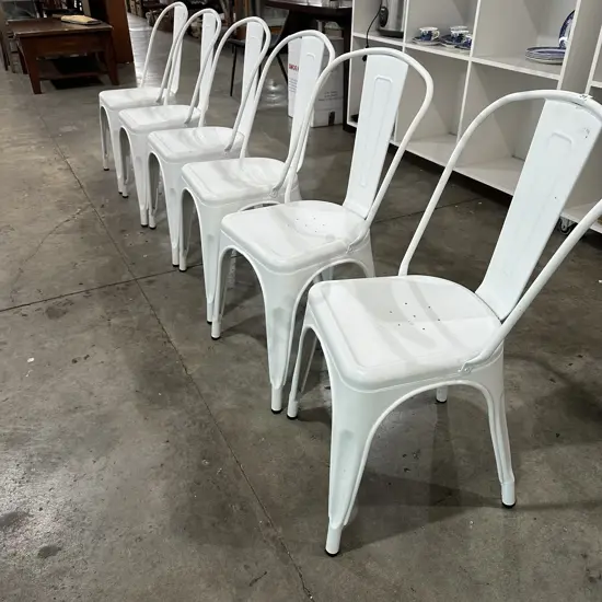 6 x white metal chairs