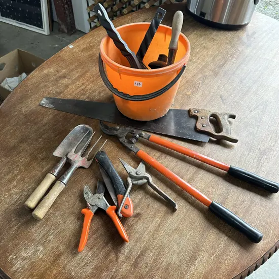 Bucket of garden tools