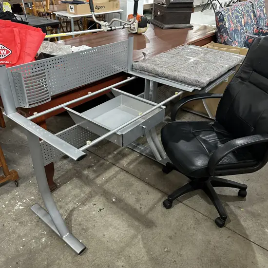 2 x glass top desks and chair