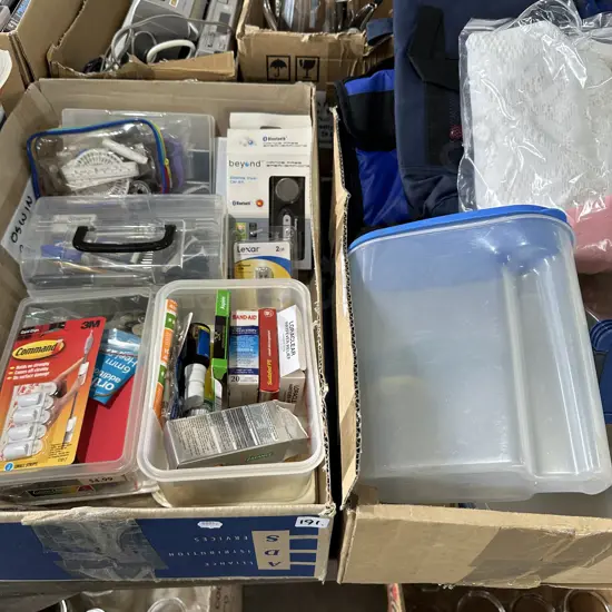 2 box handy containers and contents etc