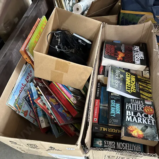 Books x 2 box plus clock