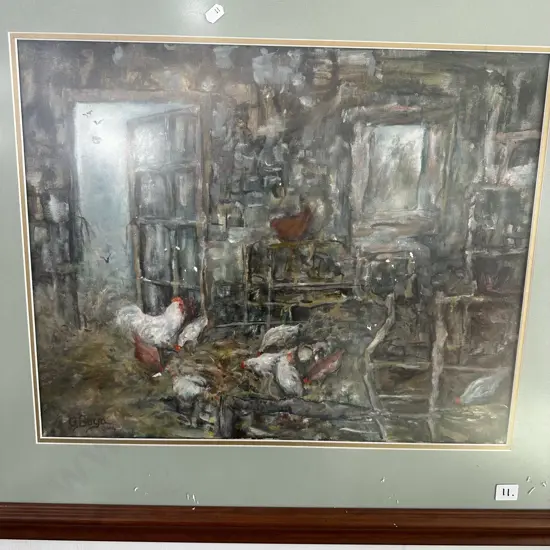 Signed chicken painting