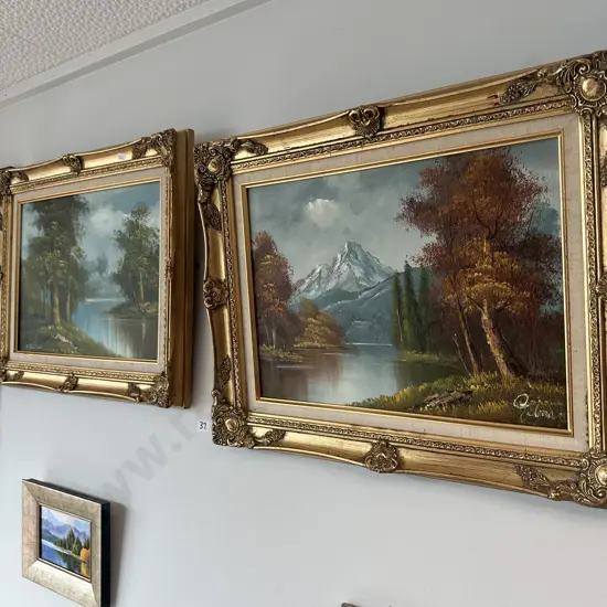 Pr of signed Oil paintings