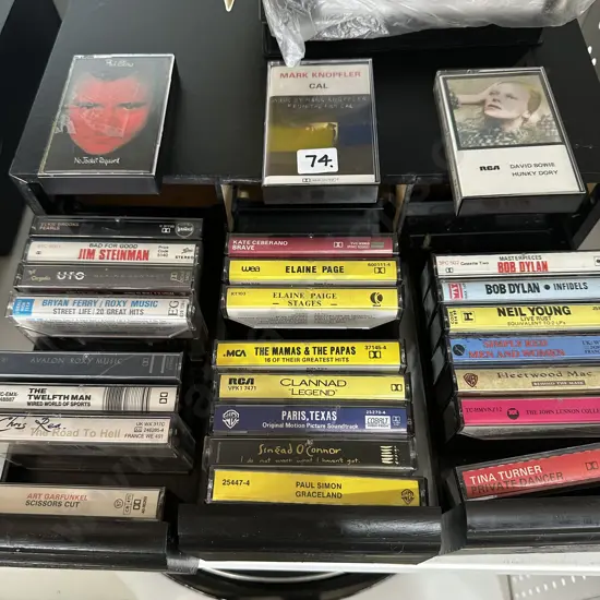 Tape collection inc Bowie, Knopfler etc plus VHS tapes