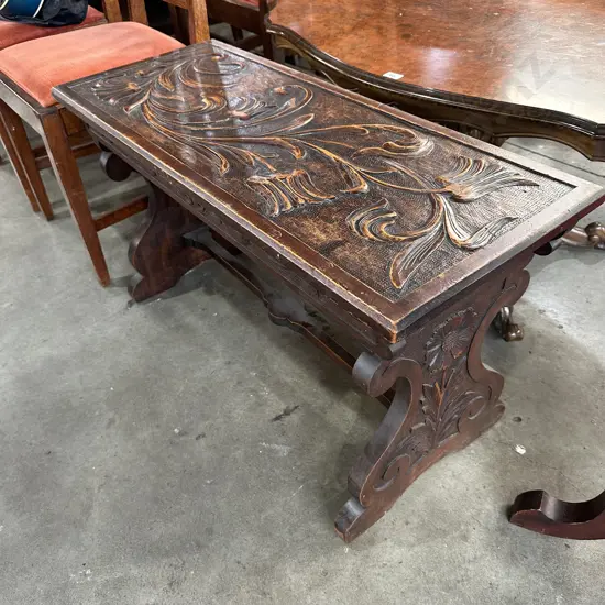 Carved Kauri bench seat