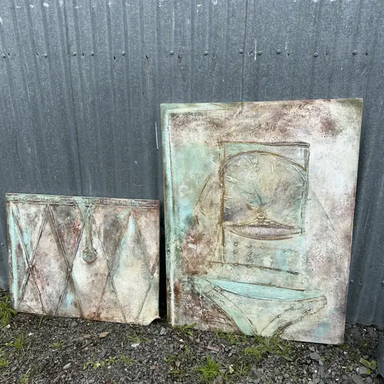 2pc Patio garden art by Ralph Levy (some damage)