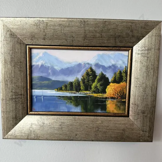 Miniature Oil painting Lake Te Anau by Tony Roche