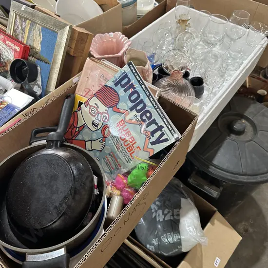 2 boxes glassware and kitchenware etc