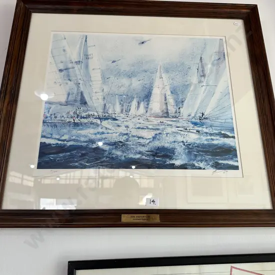 Signed framed print "The Departure" Auckland Harbour