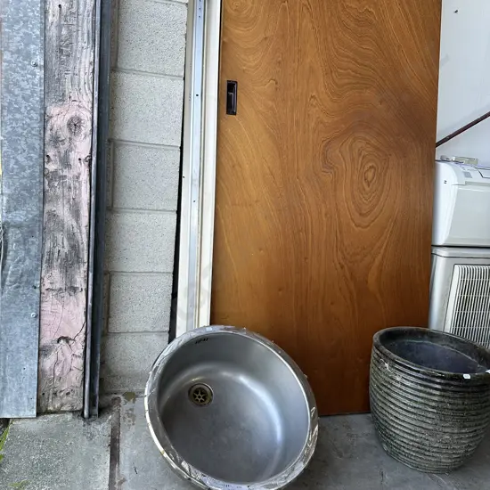 Sliding door and basin