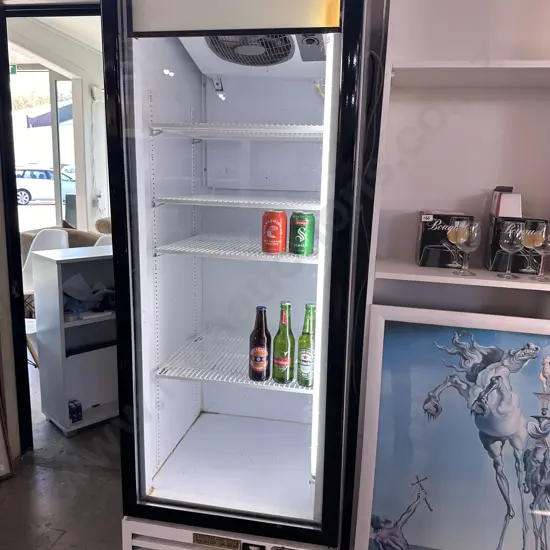 Glass front chiller fridge with light