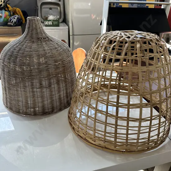 2 wicker / cane shades