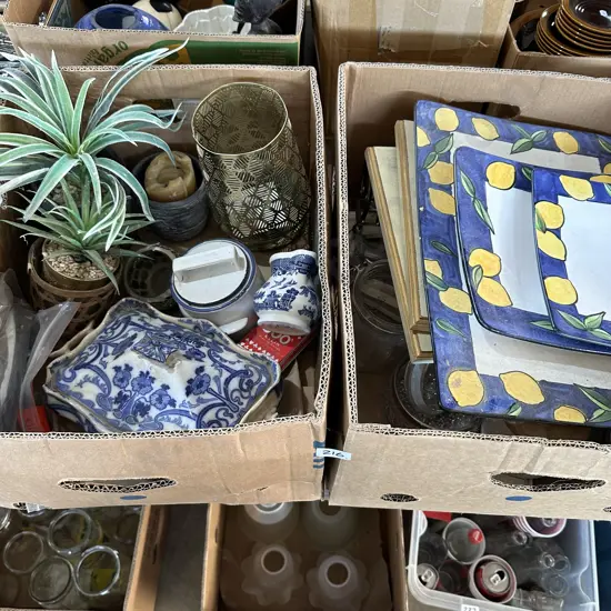 2 boxes platters, china etc