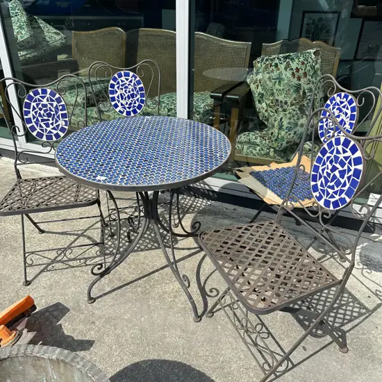 Wrought Iron Mosaic Patio suite plus cushions