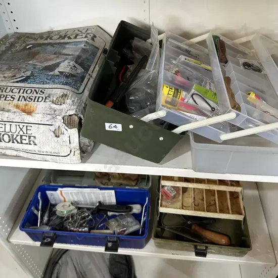 3 tackle boxes and smoker