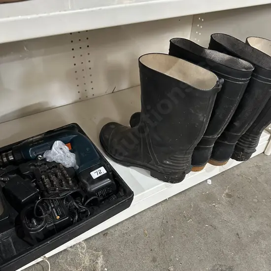 Electric drill and 2pr gum boots