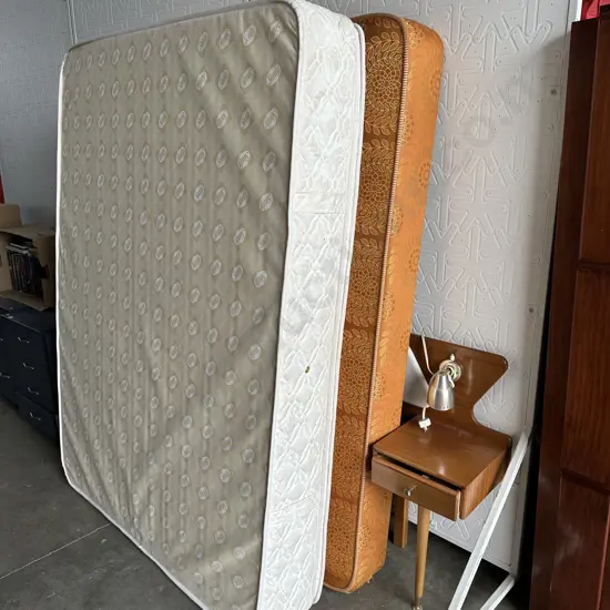Double bed (mattress has some staining) plus Retro headboard