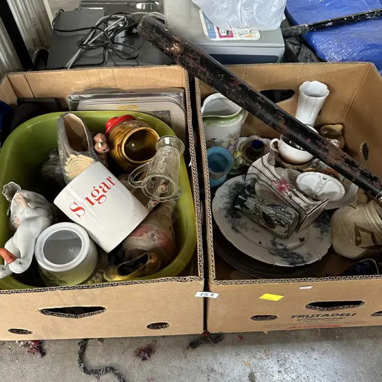 2 box collectables and wooden bat