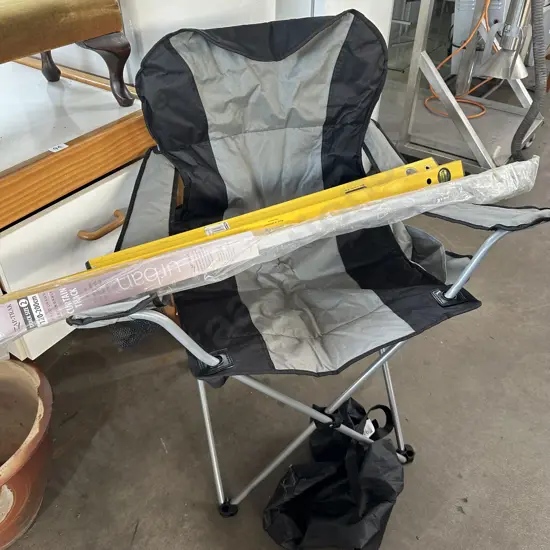 2 levels, curtain rail and camping chair