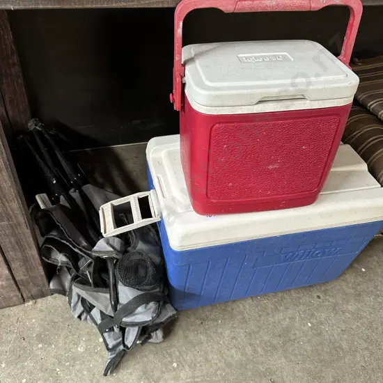 2 chillibins and chair