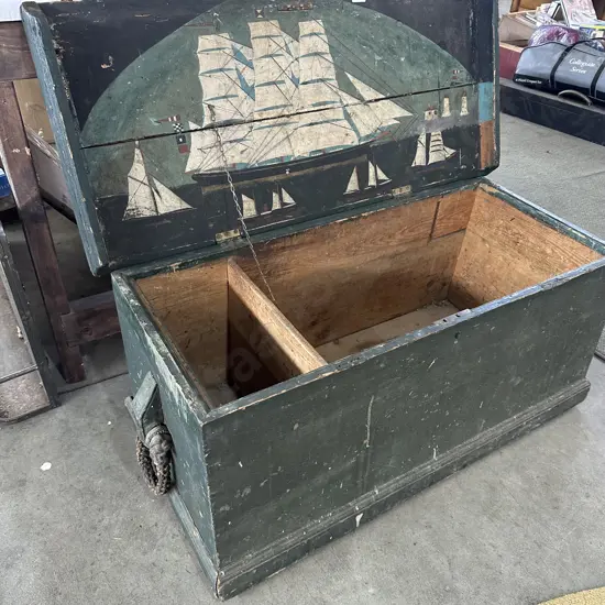 Antique Baltic Pine ship trunk