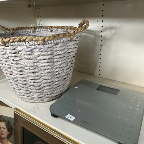 Wicker basket and scales