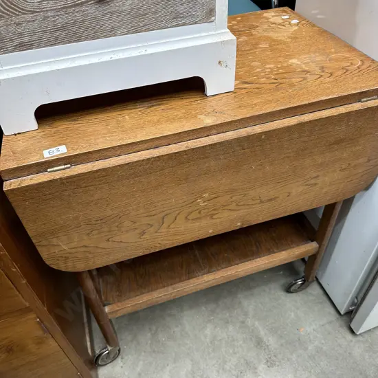 Oak dropleaf tea trolley