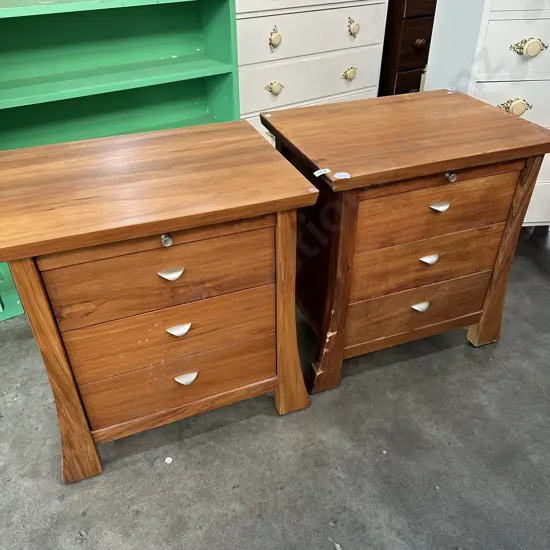 Pr Solid Rimu bedsides (some damage to a leg)