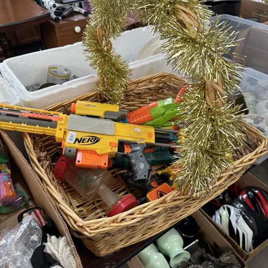 Nerf guns and basket