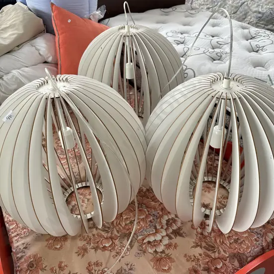 3 wooden designer light fittings