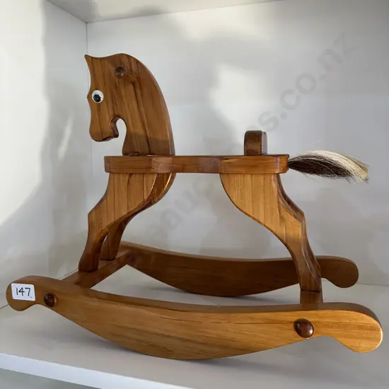 Miniture Rimu rocking horse, vase, 2 pictures