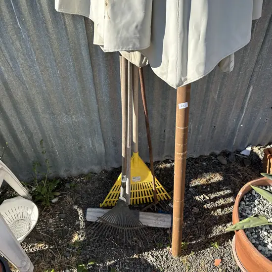 garden tools and umbrella