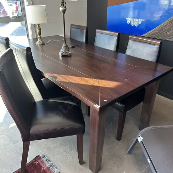 Solid table 6 Leather chairs