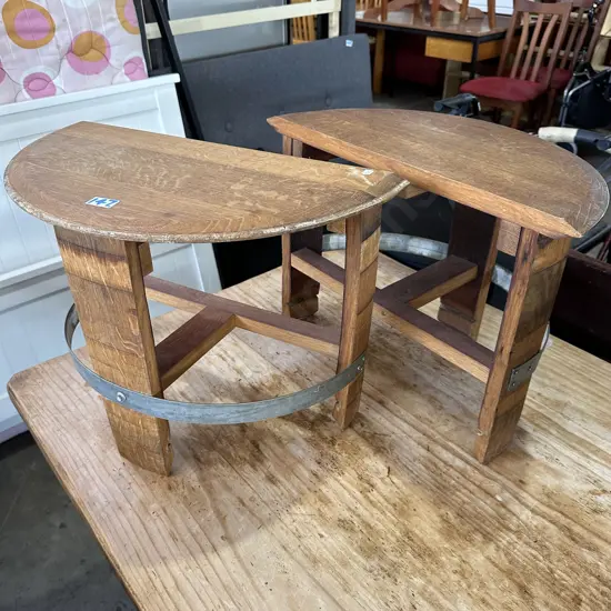 Pr half round side tables