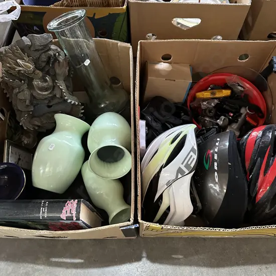 2 box bike gear and vases etc