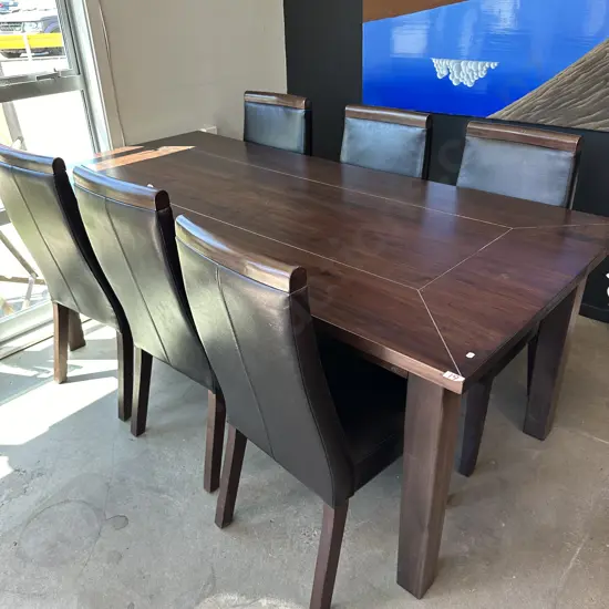 Solid table 6 Leather chairs- great condition