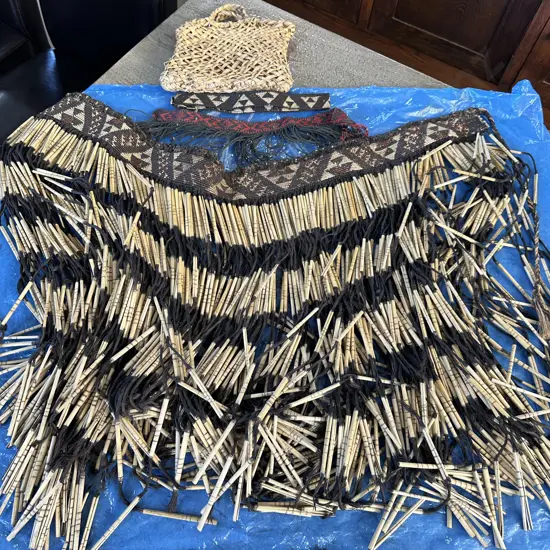 Vintage Maori Flax Piupiu plus Kete and bands